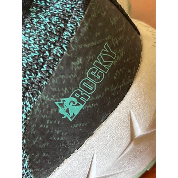 Women's Rocky WorkKnit LX Alloy Toe Athletic Work Shoe Grey/Teal Knit Size 7.5 - Picture 5 of 8